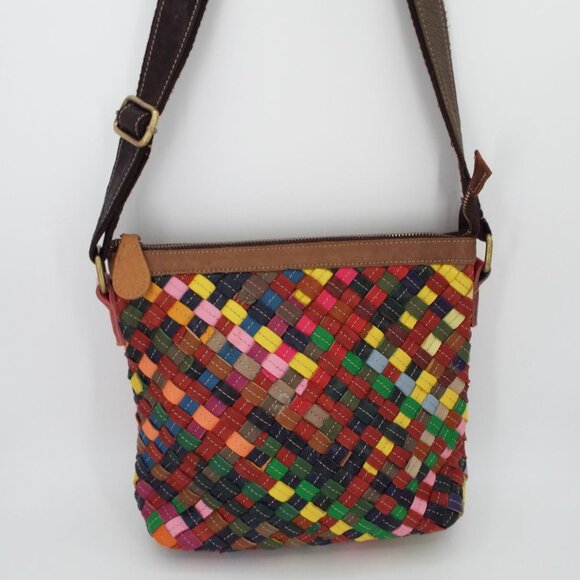 AmeriLeather Multicolor Woven Hobo Crossbody Shoulder Bag - Picture 1 of 14